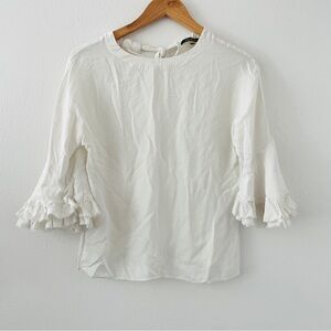 Kobi Halperin White Silk Bell Sleeve Blouse
